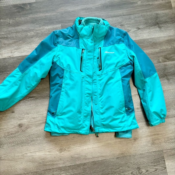 Blue ski jacket with removable, waterproof shell and fleece liner - Picture 5 of 13